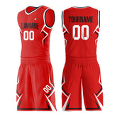 Custom Red Basketball Uniform Print Name Number Athletic V Neck Mesh Jersey Design Your Own
